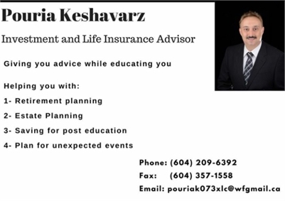 Pouria Keshavarzishirazi – Licensed Life insurance and mutual fund advisor